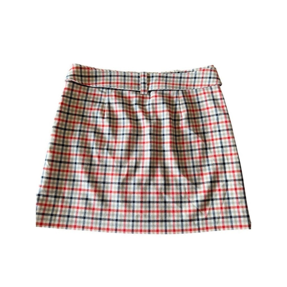 J. Crew Skirt Womens 6 Red Navy Cream Plaid Mini Preppy Workwear wool patriotic - Picture 2 of 9